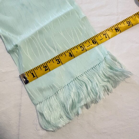 Vintage Mint Green Scarf with Fringe Edge 48 Inch Rectagular - Picture 3 of 6